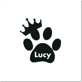 Lucy cat name made of hand drawn paw prints Posters and Art